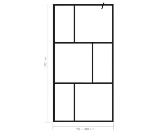 Dušo Sienelė Su Grūdintu Stiklu, Juodos Spalvos, 100X195Cm