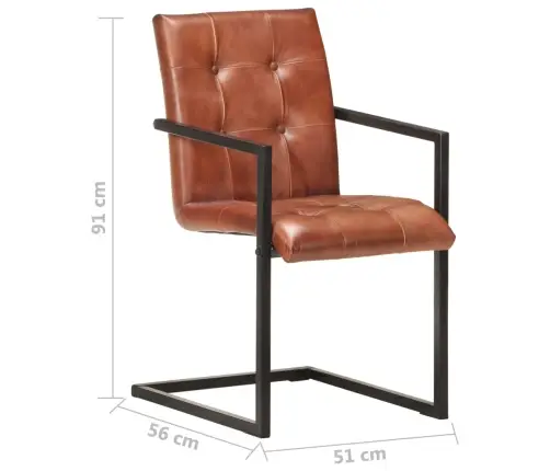 Vetruvate Jalgadega Söögitoolid 4 Tk, Pruun, Ehtne Nahk