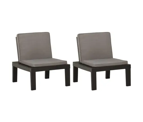 Dārza Atpūtas Krēsli Ar Matračiem, 2 Gab., Pelēka Plastmasa Vidaxl
