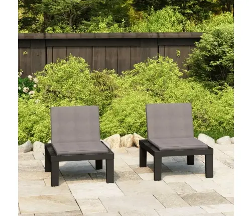 Dārza Atpūtas Krēsli Ar Matračiem, 2 Gab., Pelēka Plastmasa Vidaxl