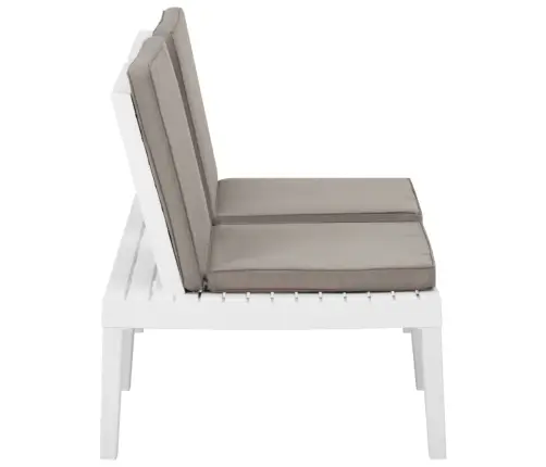 3-Daļīgs Dārza Mēbeļu Komplekts Ar Matračiem, Balta Plastmasa Vidaxl