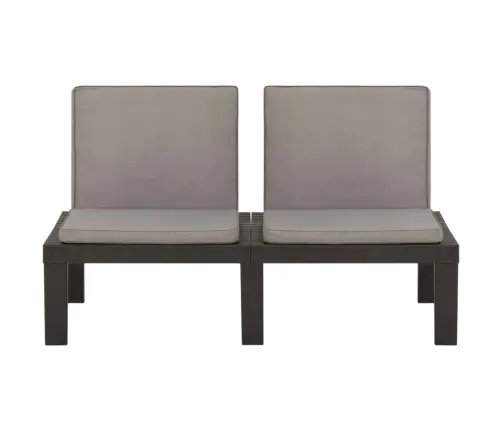 4-Daļīgs Dārza Mēbeļu Komplekts Ar Matračiem, Pelēka Plastmasa Vidaxl