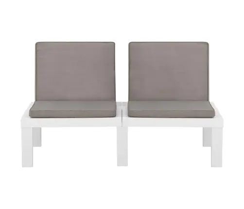 4-Daļīgs Dārza Mēbeļu Komplekts Ar Matračiem, Balta Plastmasa Vidaxl