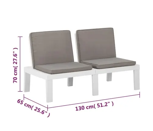 4-Daļīgs Dārza Mēbeļu Komplekts Ar Matračiem, Balta Plastmasa Vidaxl