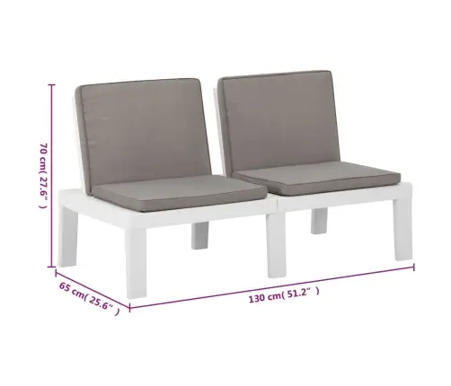 6-Osaline Aiamööbli Komplekt Patjadega, Plast, Valge