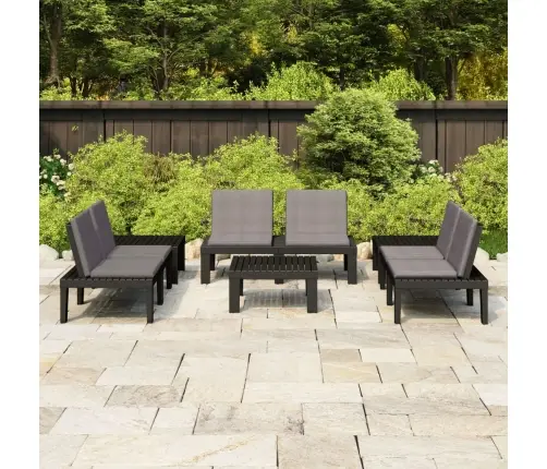 6-Osaline Aiamööbli Komplekt Patjadega, Plast, Hall