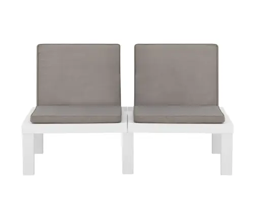 4-Daļīgs Dārza Mēbeļu Komplekts Ar Matračiem, Balta Plastmasa Vidaxl