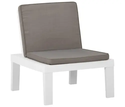 4-Daļīgs Dārza Mēbeļu Komplekts Ar Matračiem, Balta Plastmasa Vidaxl