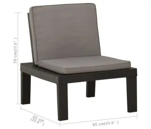 4-Osaline Aiamööbli Komplekt Patjadega, Plast, Hall