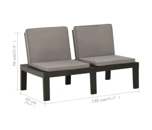 4-Osaline Aiamööbli Komplekt Patjadega, Plast, Hall