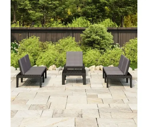 4-Osaline Aiamööbli Komplekt Patjadega, Plast, Hall