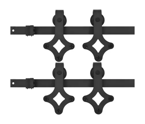 Bīdāmo Durvju Sistēmas, 2 Gab., 200 Cm, Melns Tērauds Vidaxl