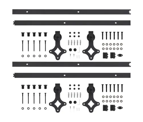 Bīdāmo Durvju Sistēmas, 2 Gab., 200 Cm, Melns Tērauds Vidaxl