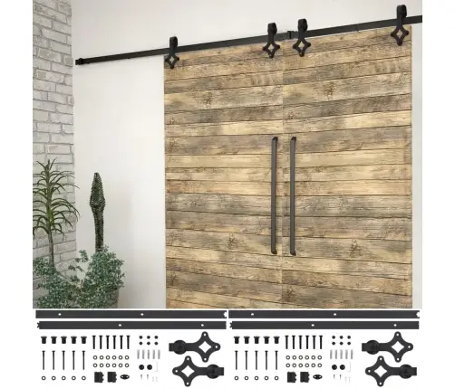 Bīdāmo Durvju Sistēmas, 2 Gab., 200 Cm, Melns Tērauds Vidaxl