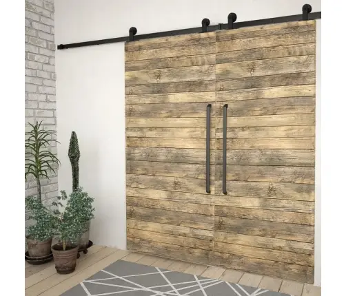 Stumdomų Durų Įrangos Rinkiniai, 2Vnt., Juodi, 183cm Plienas