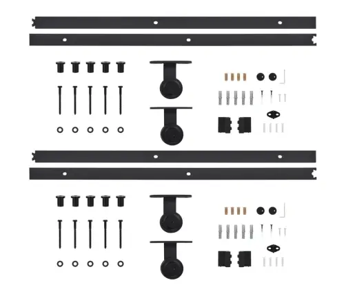 Bīdāmo Durvju Sistēmas, 2 Gab., 200 Cm, Melns Tērauds Vidaxl