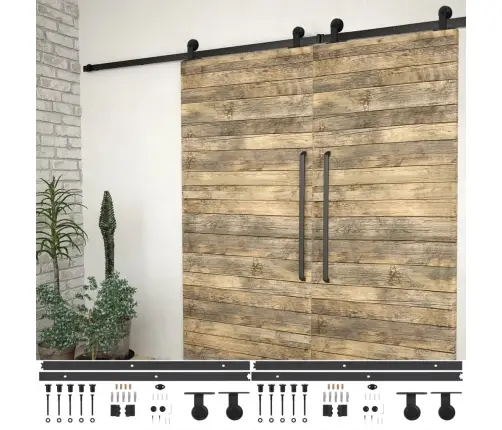 Bīdāmo Durvju Sistēmas, 2 Gab., 200 Cm, Melns Tērauds Vidaxl