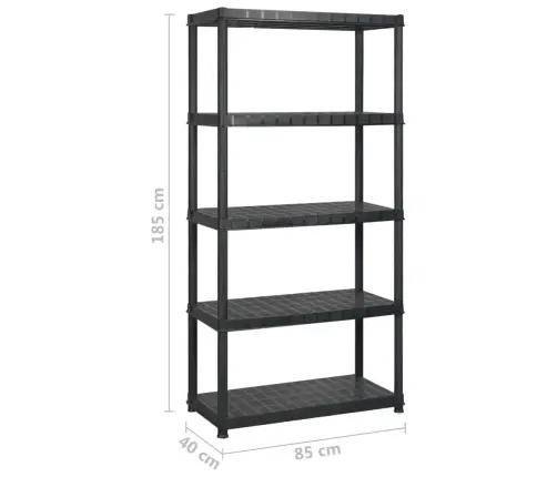 Hoiuriiul, 5-Korruseline, Must, 170 X 40 X 185 cm Plast