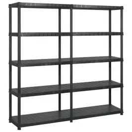 5-Līmeņu Plaukts, Melns, 183X45,7X185 Cm, Plastmasa Vidaxl