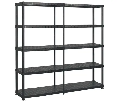 5-Līmeņu Plaukts, Melns, 183X45,7X185 Cm, Plastmasa Vidaxl