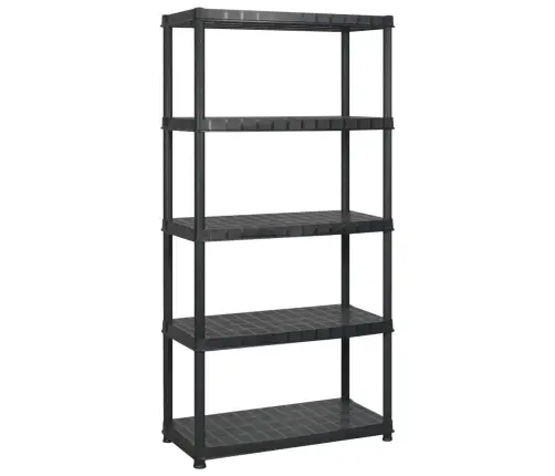 5-Līmeņu Plaukts, Melns, 183X45,7X185 Cm, Plastmasa Vidaxl