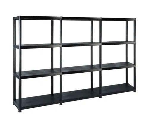 Lentyna Daiktams, 4 Aukštų, Juoda, 183X30,5X130cm Plastikas