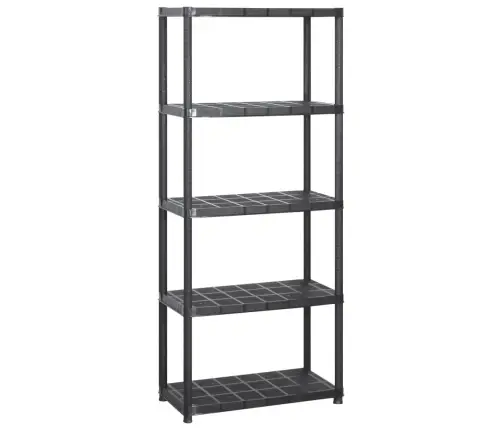 5-Līmeņu Plaukts, Melns, 213X38X170 Cm, Plastmasa Vidaxl