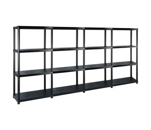 Lentyna Daiktams, 4 Aukštų, Juoda, 244X30,5X130cm Plastikas