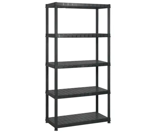 Lentyna Daiktams, 5 Aukštų, Juoda, 340X40X185cm Plastikas