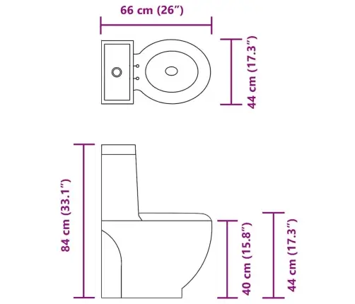 Keraamiline Ümar Wc-Pott Alumise Veevooluga, Valge