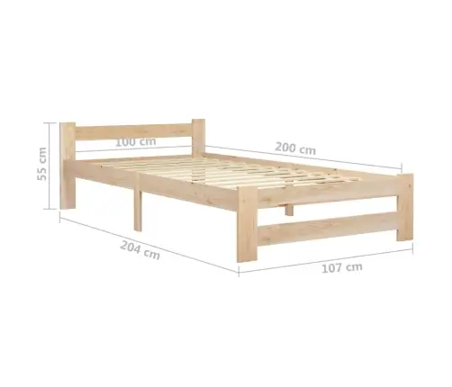 Gultas Rāmis, Priedes Masīvkoks, 100X200 Cm Vidaxl