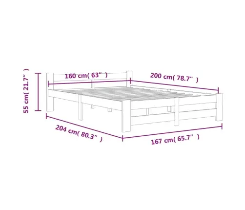 Lovos Rėmas, Baltas, 160X200cm Pušies Medienos Masyvas