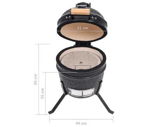 Kamado Grils, Kūpinātava, Keramika, 56 Cm, Melns Vidaxl