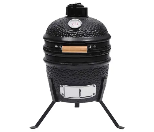 Kamado Grils, Kūpinātava, Keramika, 56 Cm, Melns Vidaxl