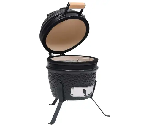 Kamado Grils, Kūpinātava, Keramika, 56 Cm, Melns Vidaxl