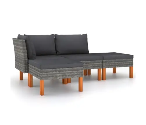 4-Daļīgs Dārza Atpūtas Mēbeļu Komplekts, Pelēka Pe Rotangpalma Vidaxl