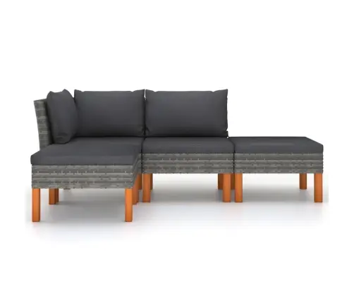 4-Daļīgs Dārza Atpūtas Mēbeļu Komplekts, Pelēka Pe Rotangpalma Vidaxl