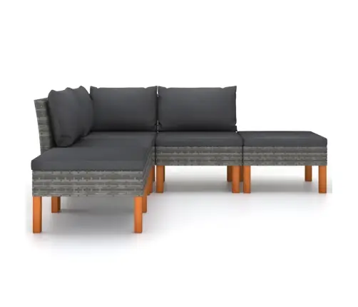 5-Daļīgs Dārza Atpūtas Mēbeļu Komplekts, Pelēka Pe Rotangpalma Vidaxl