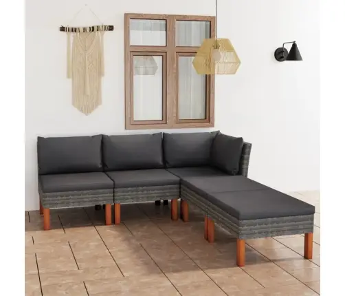 5-Daļīgs Dārza Atpūtas Mēbeļu Komplekts, Pelēka Pe Rotangpalma Vidaxl