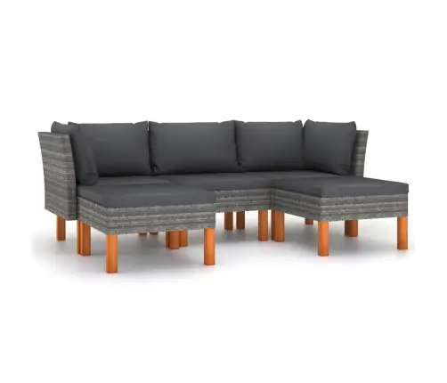 5-Daļīgs Dārza Atpūtas Mēbeļu Komplekts, Pelēka Pe Rotangpalma Vidaxl