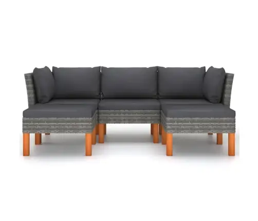 5-Daļīgs Dārza Atpūtas Mēbeļu Komplekts, Pelēka Pe Rotangpalma Vidaxl