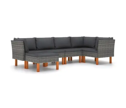 6-Daļīgs Dārza Atpūtas Mēbeļu Komplekts, Matrači, Pelēks Pe Vidaxl