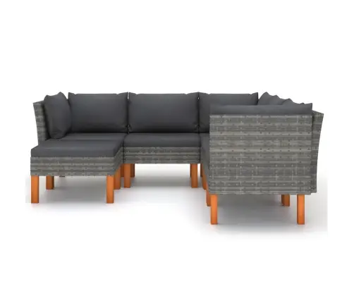 6-Daļīgs Dārza Atpūtas Mēbeļu Komplekts, Matrači, Pelēks Pe Vidaxl