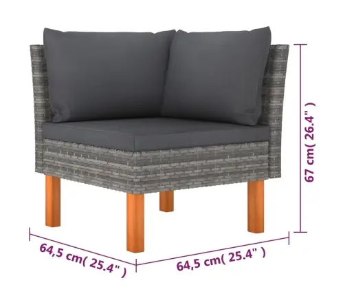 6-Daļīgs Dārza Atpūtas Mēbeļu Komplekts, Matrači, Pelēks Pe Vidaxl