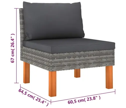 6-Daļīgs Dārza Atpūtas Mēbeļu Komplekts, Matrači, Pelēks Pe Vidaxl