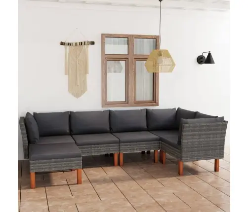 6-Daļīgs Dārza Atpūtas Mēbeļu Komplekts, Matrači, Pelēks Pe Vidaxl