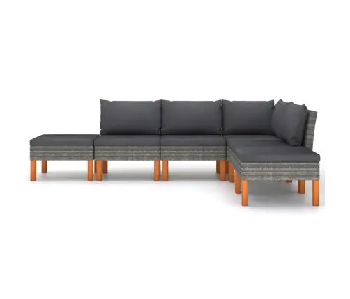 6-Daļīgs Dārza Atpūtas Mēbeļu Komplekts, Pelēka Pe Rotangpalma Vidaxl