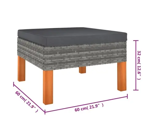 6-Osaline Aiamööblikomplekt Patjadega, Polürotang, Hall