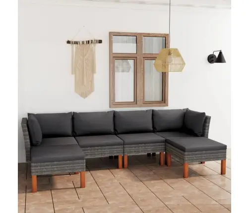 6-Osaline Aiamööblikomplekt Patjadega, Polürotang, Hall