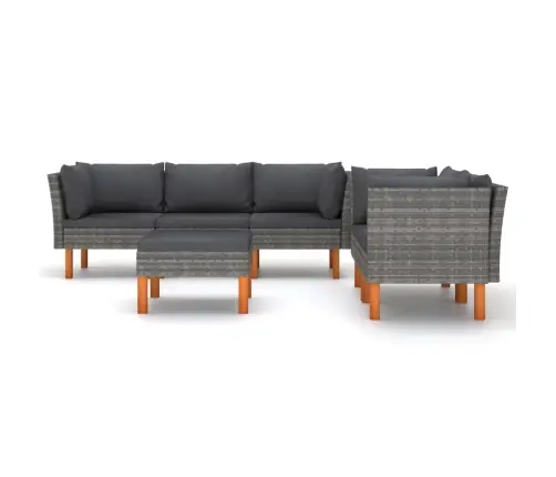 6-Daļīgs Dārza Atpūtas Mēbeļu Komplekts Ar Matračiem, Pelēks Pe Vidaxl